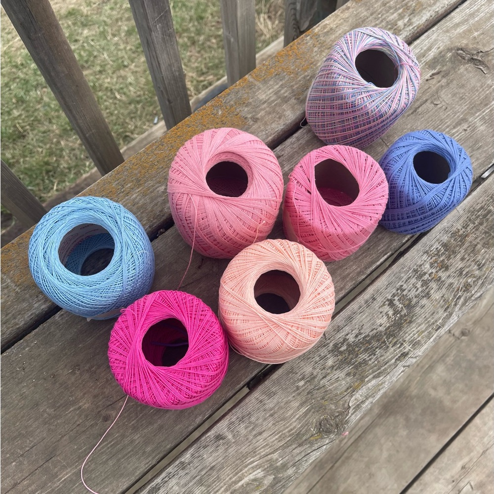 Set of Assorted Pink and Blue Crochet Thread Balls